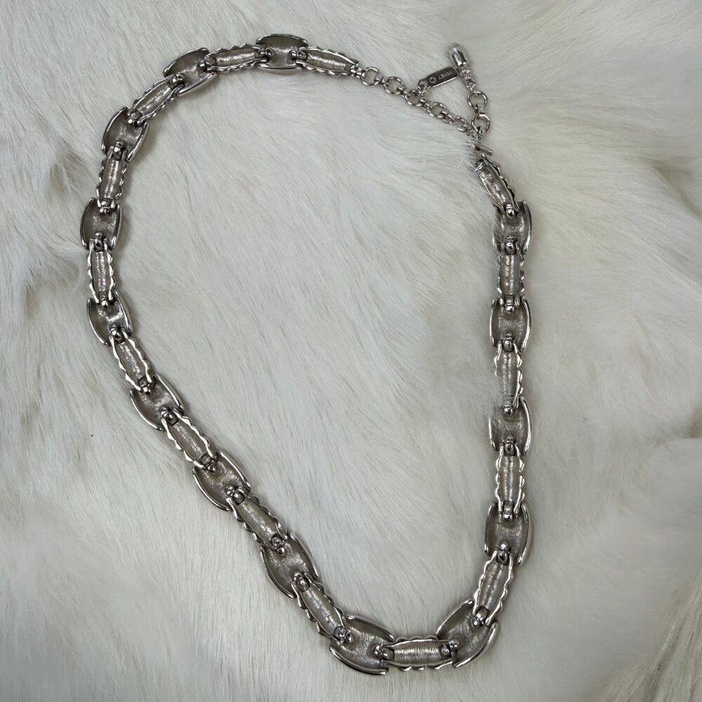 Vintage Monet Smooth Chunky Silver Tone Choker Necklace 14-16" - Picture 7 of 7
